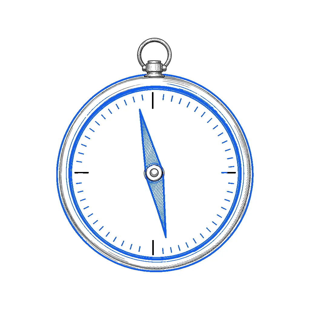 A navigation compass — choosing a direction before committing to a route.
